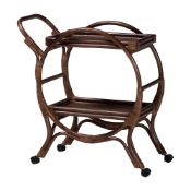bali & pari Selah Natural Rattan Kitchen Cart - Handwoven Wicker 2-Tier Mobile Serving Cart with Tray Top